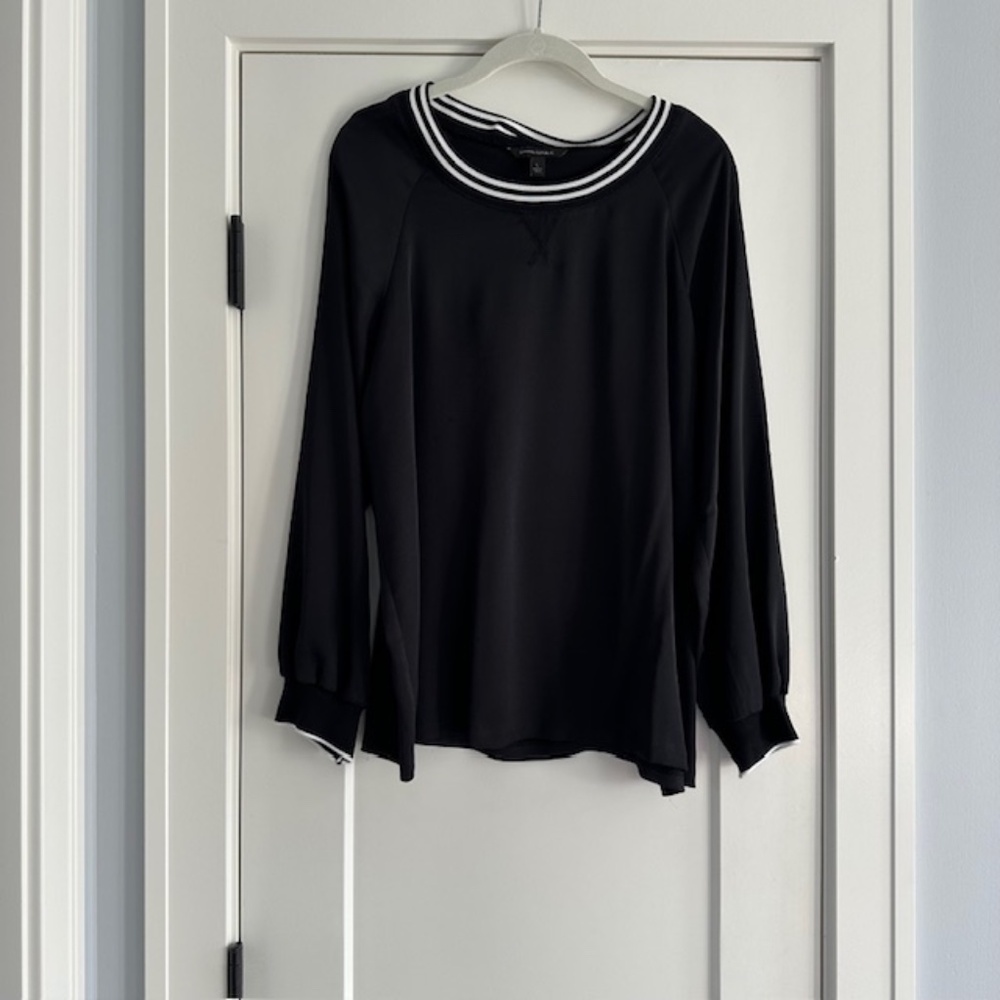 Women's Banana Republic Black & White Polyester Shirt Sz L